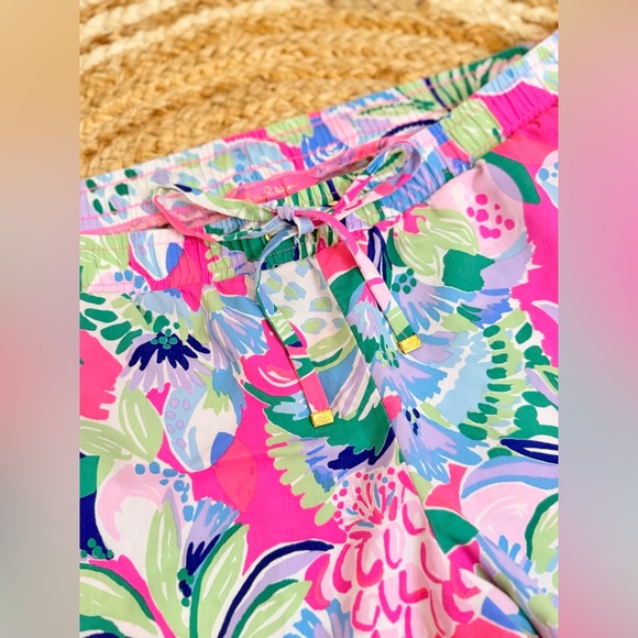 Lilly Pulitzer Pink and Green Drawstring Waist Shorts - Picture 2 of 6